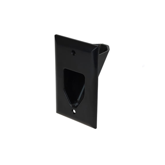 Monoprice 1-Gang Recessed Low Voltage Cable Plate, Black