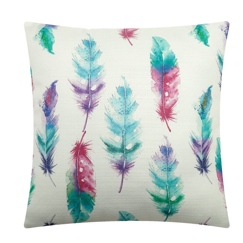 Mainstays Decorative Throw Pillow, Colorful Feather, 16"