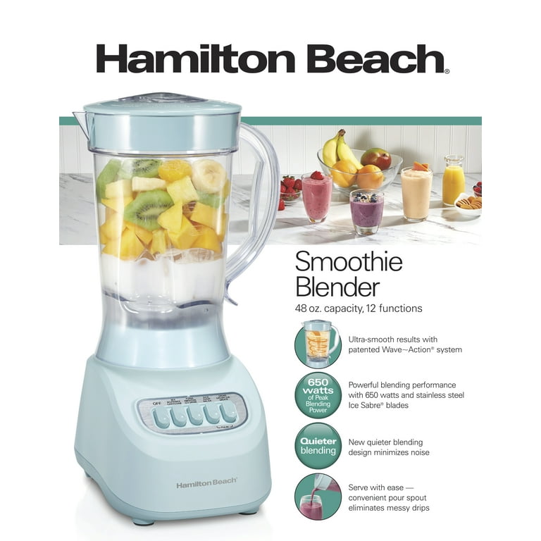 Hamilton Beach Smoothie Blender, 48 oz. Jar, 12 Blending Functions, Black,  50180F