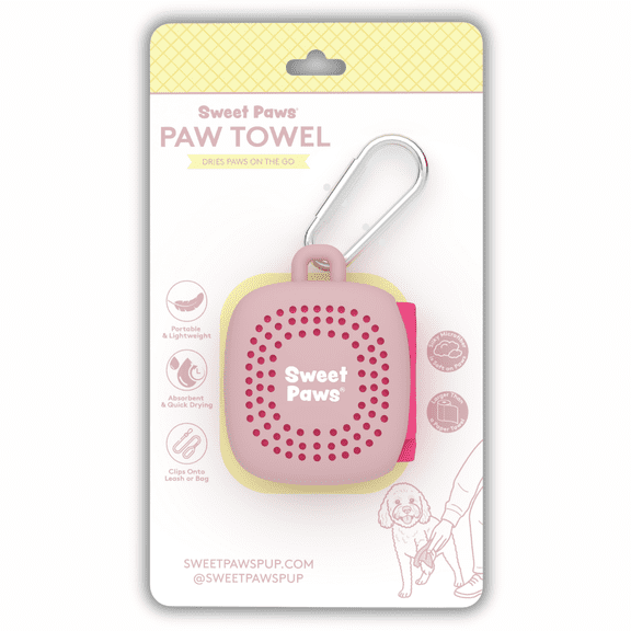 Sweet Paws Portable Paw Towel - Blush Pink