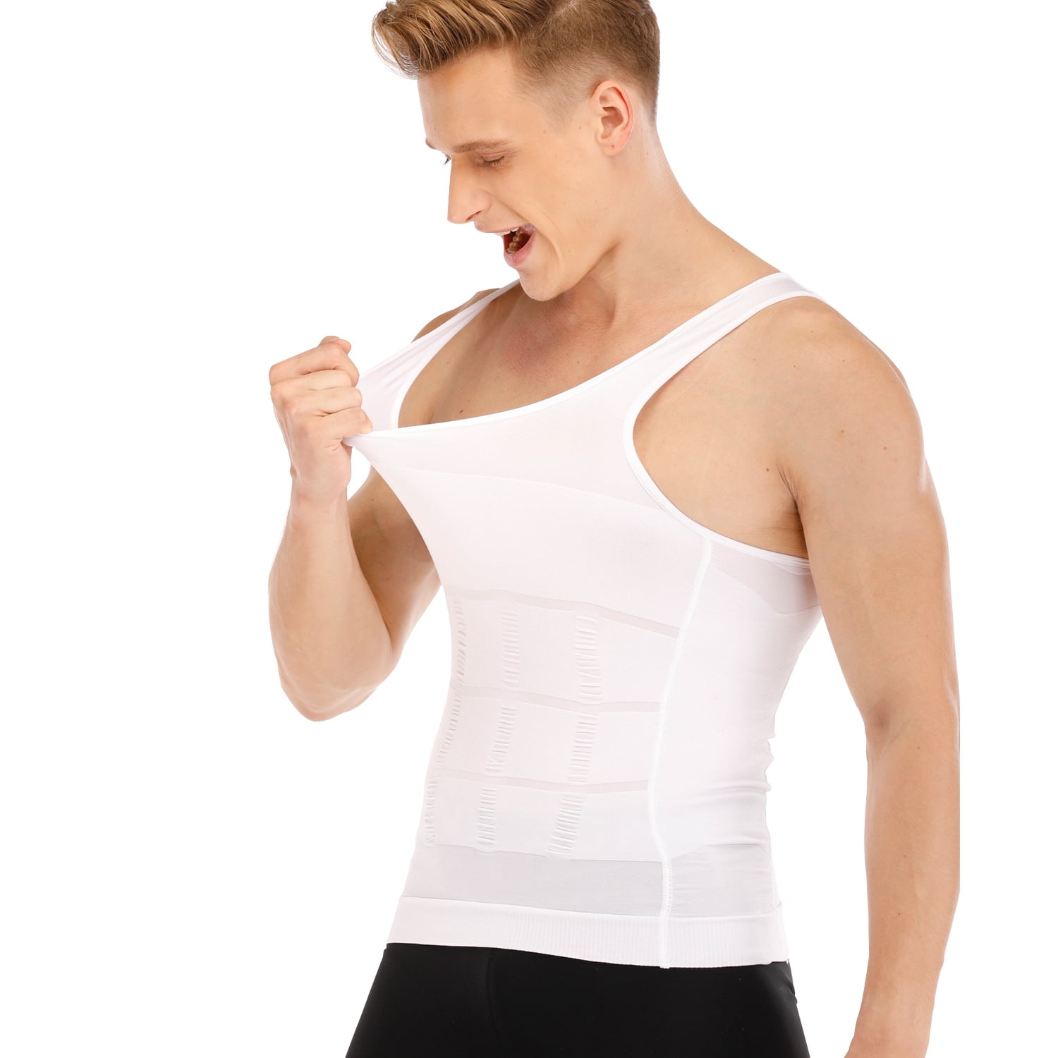 Men's Compression Tank Top Seamless Slimming Body Shaper Vest Shirt Shapewear Abs Abdomen Slim 