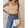 thumbnail image 5 of Ribbed Tank Tops for Women 2024 Summer Knit Square Neck Sleeveless Shirts Summer Casual Slim Fitted Basic Tanks, 5 of 8
