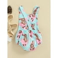 thumbnail image 4 of Baby Girl Easter Romper Cute Bunny Printed Sleeveless Backless Suspender Romper Jumpsuit, 4 of 8