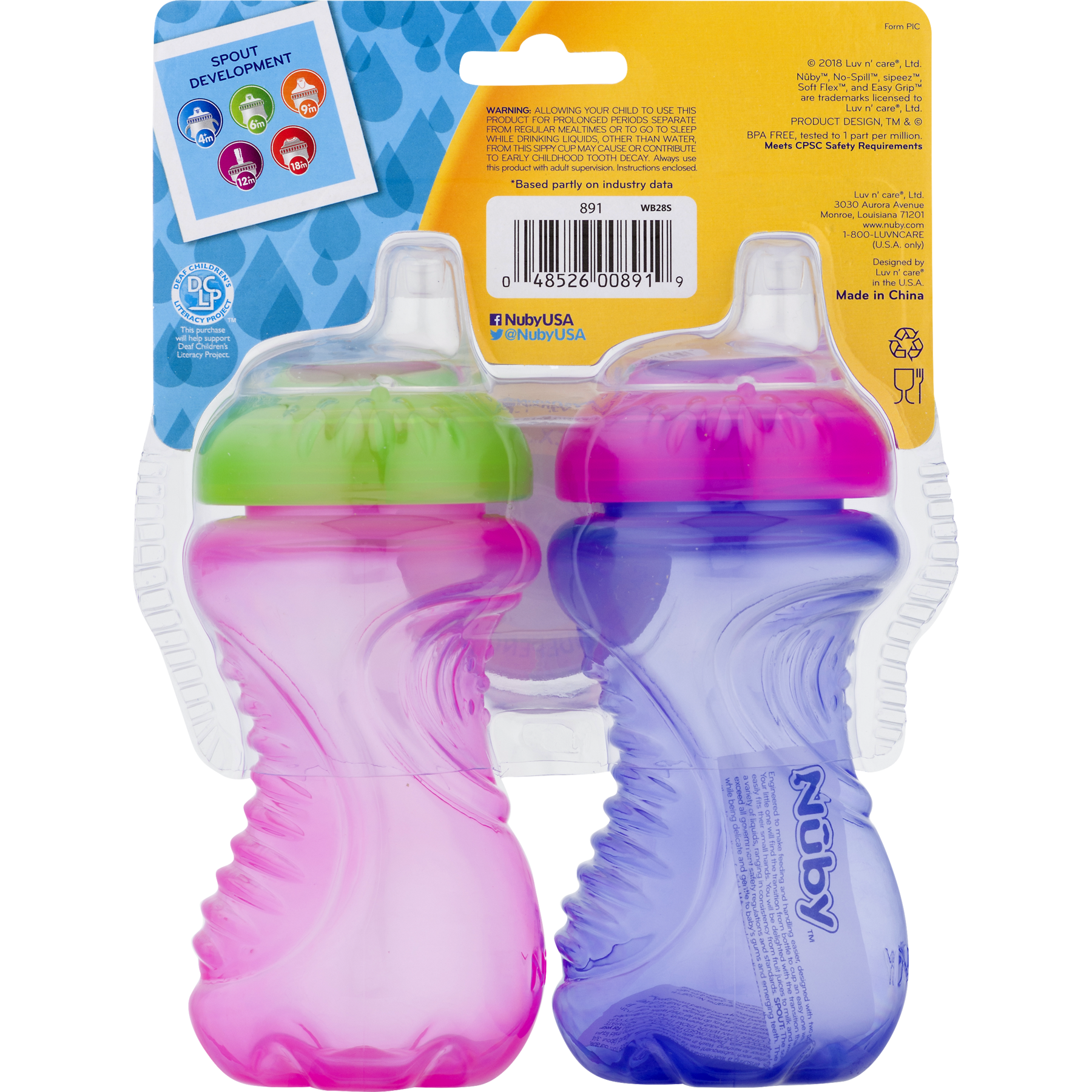 Nuby Easy Grip Sippy Cups Transition for Baby, Trainer Sipeez 6+m