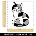 thumbnail image 2 of Cute and Curious Spotted Calico Cat Self-Inking Rubber Stamp Ink Stamper - Black Ink - Small 1 Inch, 2 of 7