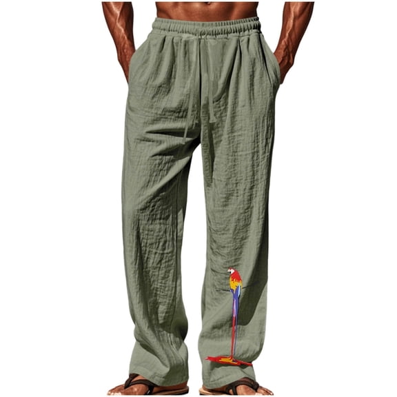 Szhihuiw Mens Casual Pants Lightweight Elastic Waist Wide Leg Trousers with Pockets Plus Size Fashion