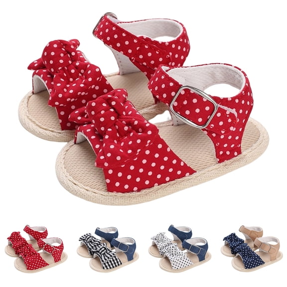 BRICH Infant Baby Girls Summer Plaid Print Sandals Bowknot Flat Bottom Open Toe Sandals Lightweight Breathable Shoes,Size 0-18 Months White 6-12 Months