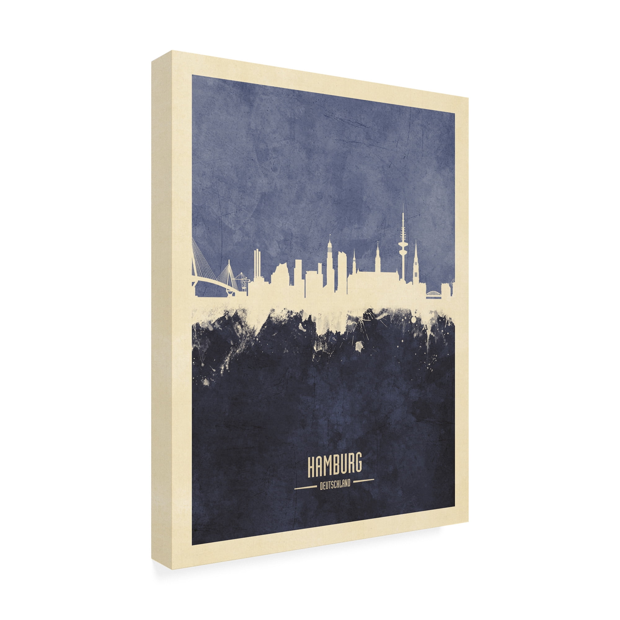Trademark Fine Art 'Hamburg Germany Skyline Navy' Canvas Art by Michael Tompsett