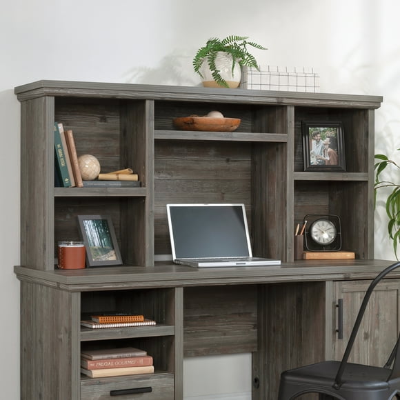 Sauder Aspen Post Computer Hutch in Pebble Pine Finish
