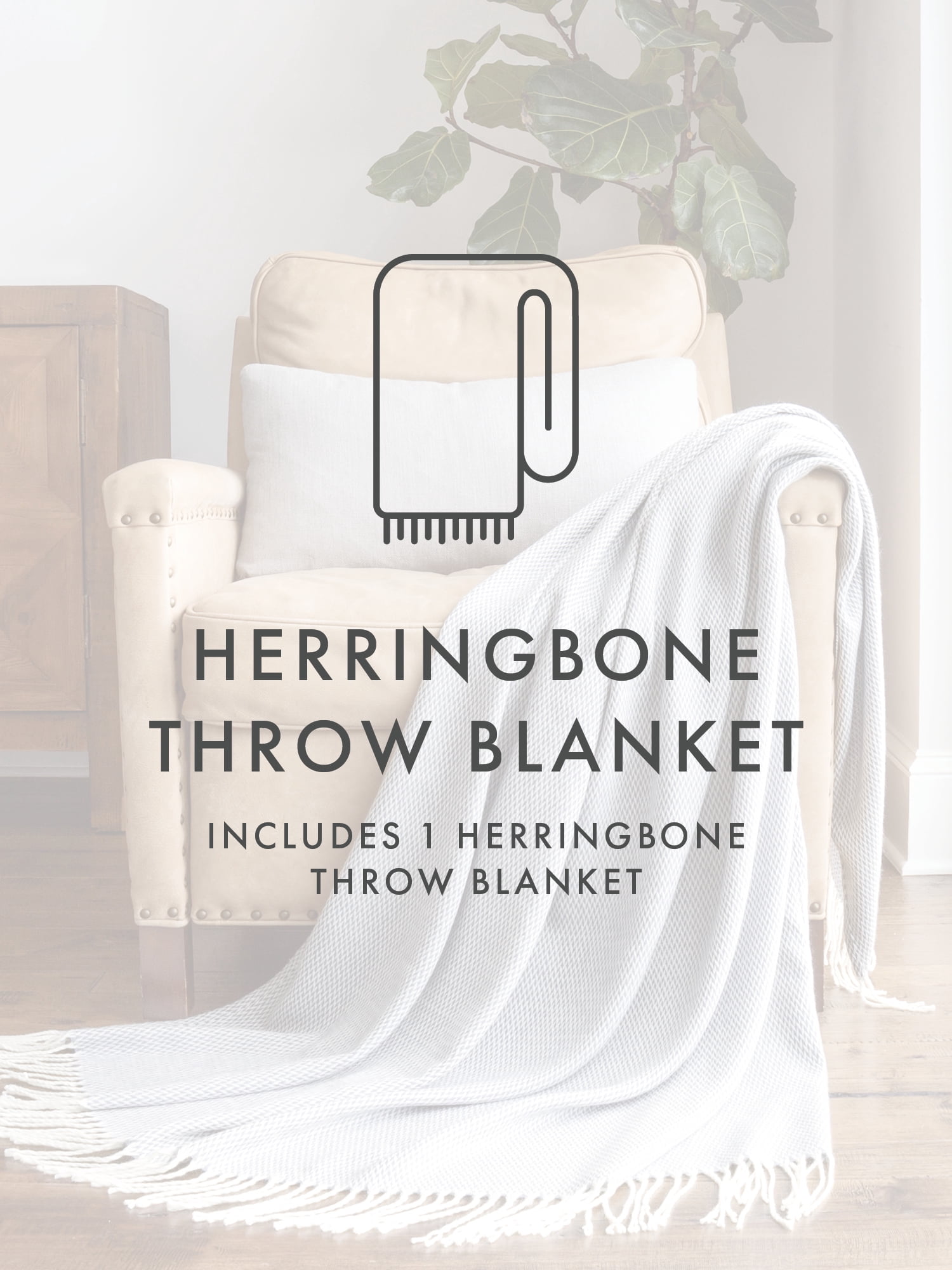 Comfort Canopy - Ultra Soft Duskblue Herringbone Throw Blanket with Fringed Edges - Made from 100% Acrylic for Ultimate Softness