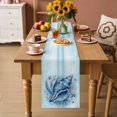 thumbnail image 2 of Summer Ocean Table Runner 70 Inches, Nautical Coastal Conch Starfish Coral Ombre Blue Bed Runner Dresser Scarves Tabletop for Indoor Outdoor Parties/Ceremony/Banquet, 13" x 70", 2 of 9