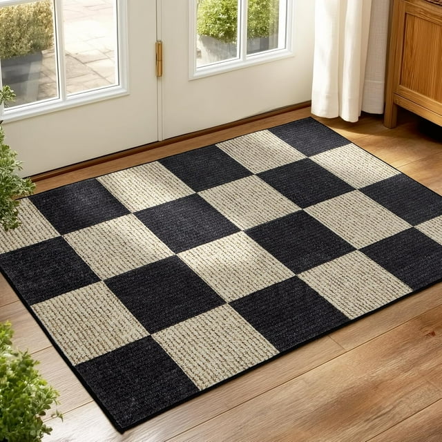 Area Rugs x for Living Room Washable LowPile Checke Boho Large Rug for Bedrooms Soft Flat Print Plaid Carpet for Classroom \uEDining Room Office Kids Playroom( and Cam