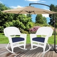 thumbnail image 2 of Jeco Rocker Wicker Chair in White with Blue Cushion (Set of 2), 2 of 9