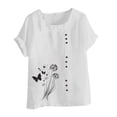 thumbnail image 4 of Kayannuo Women's T-shirts Women Casual And Linen Round-Neck Tops Printed Short Sleeve Button T-shirt Blouse White M, 4 of 4
