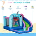 thumbnail image 3 of Outsunny 5-in-1 Water Slide Kids Inflatable Bounce House Narwhals Theme Water Park Includes Slide Trampoline Pool Cannon Climbing Wall with Carry Bag, Repair Patches without Air Blower, 3 of 9