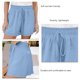 thumbnail image 4 of Pantalones cortos de pierna ancha para mujer, pantalones cortos de verano transpirables de Color puro con cintura alta elástica con cordón, 4 of 5