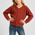 thumbnail image 2 of Children's Padded Jacket Dqueduo Girls' V-Neck Long Sleeve Button Down Knit Cardigan Sweater Jacket, 2 of 7