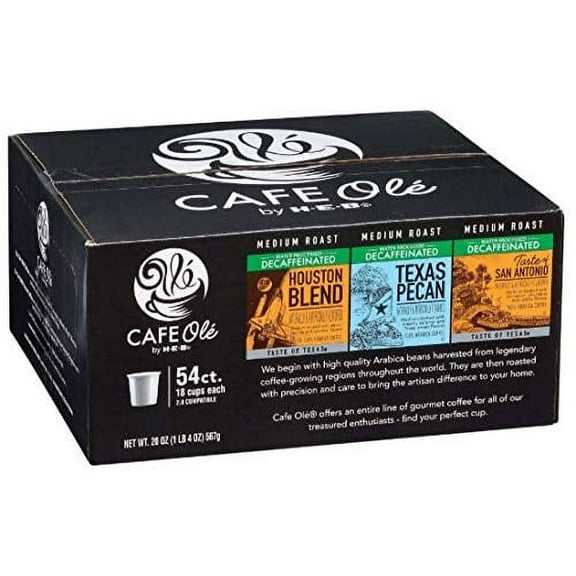 HEB Cafe Ole 54 count Decaf Variety Pack (Texas Pecan, Houston Blend, Taste of San Antonio)