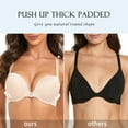 thumbnail image 5 of YANDW Women's Push Up Bra Racerback Front Closure Criss-Cross Padded T-Shirt Bras Underwire Plunge Add Cup, Beige 36A, 5 of 6