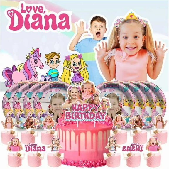 Love Diana Birthday Supplies Plates Decorations Decor Backdrop Banner Cake Topper Fans
