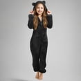 thumbnail image 4 of CCRFTGI Boys Girls Pajamas Onesies Hooded Long Sleeve Zip Up Jumpsuits Soft Warm One-Piece Pajamas With Pockets Black 5-14Years, 4 of 6