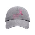 thumbnail image 3 of bravefron Cancer Awareness Baseball Cap, Washed Distressed Vintage Style with Embroidered Pink Ribbon, Adjustable Cotton Hat for Women Men, 3 of 5