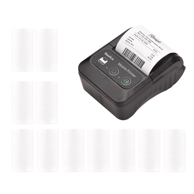 Bisofice Portable 58mm Receipt Thermal Printer 2 inches Mini Mobile Pocket Printers with 11 Thermal Paper Roll USB&Wireless BT Connection Compatible with Windows/Android/iOS for Office Market