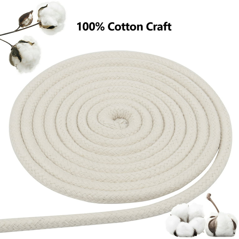 KMT 1PC Natural Cotton Braided Rope,All-Purpose,Clothesline ,4mmx10M(0.16inchx32.8ft)