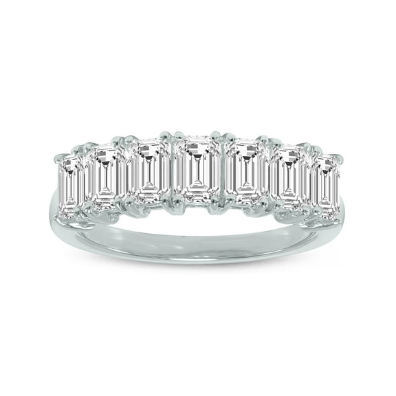 SZUL Women's 1 Carat TW Emerald Cut Seven Stone Lab Grown Diamond Wedding Anniversary Ring 14K White Gold