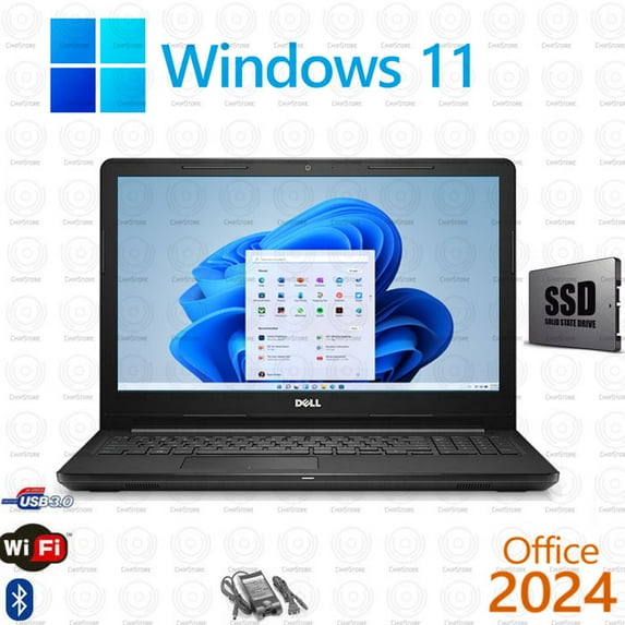 Restored Windows 11 Dell Inspiron 3567 15.6" Core i5 Laptop 8GB 256GB SSD Wifi Computer Office24 (Refurbished)