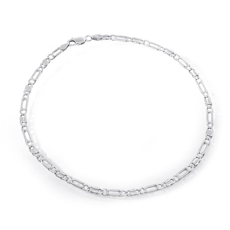 14K White Gold Tiger Eye Link Chain 
