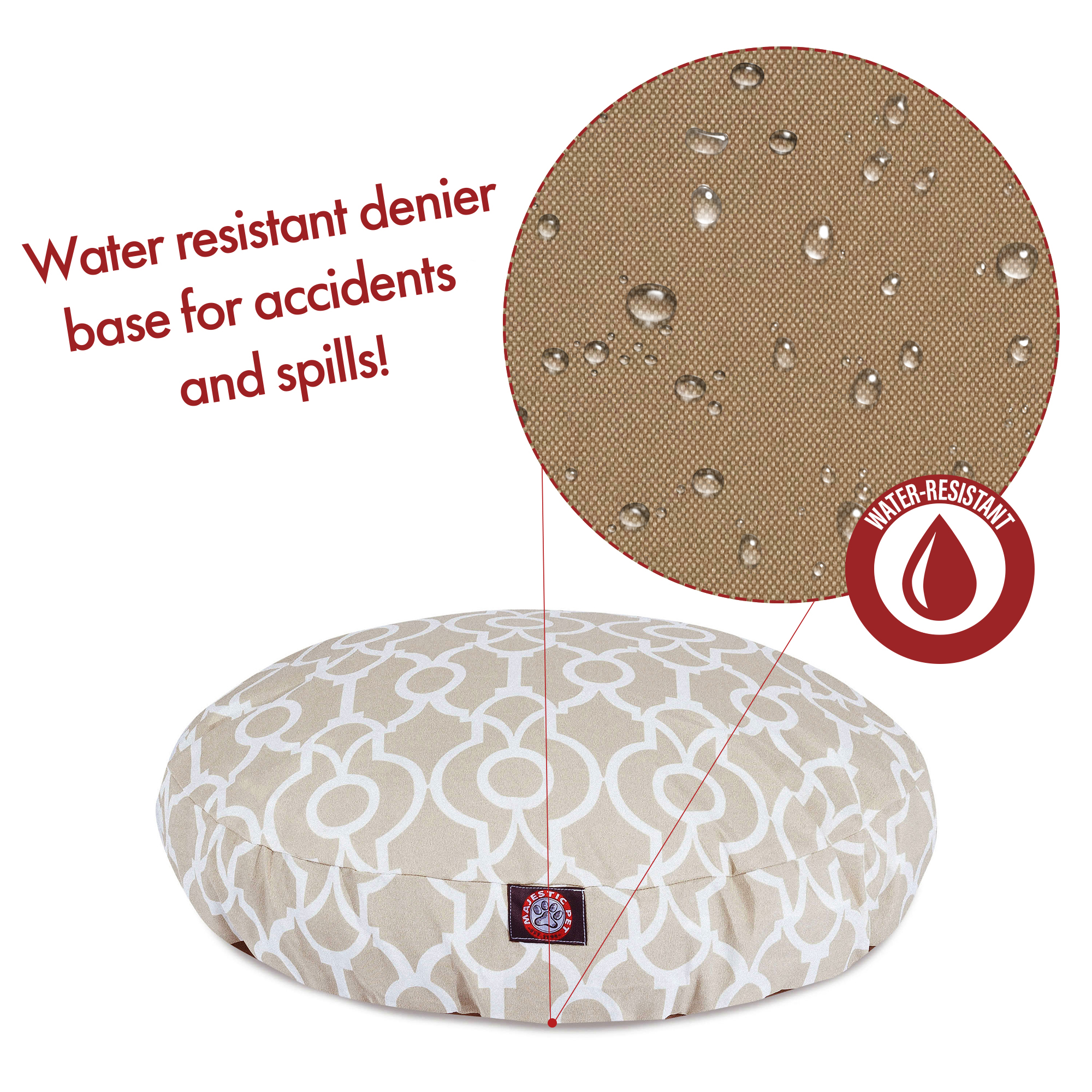 Majestic Pet Athens Round Dog Bed Treated Polyester Removable Cover Sand Small 30 x 30 x 4