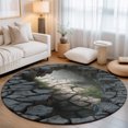 thumbnail image 2 of Round Rugs 3Ft, 3D Cracked Ground Round Area Rug Washable Indoor Throw Carpet, Path Modern White Stone Surface Small Non Slip Circle Rug for Bedroom Living Room Home Decor Aesthetic, 2 of 8