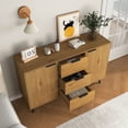 thumbnail image 3 of 47.2" Kitchen Cabinet with 3 Drawers & 2 Doors, Sideboard Buffet Cabinet with Storage, Wood Coffee Bar Cabinet, Kitchen Buffet Cupboard, Natural, 3 of 9