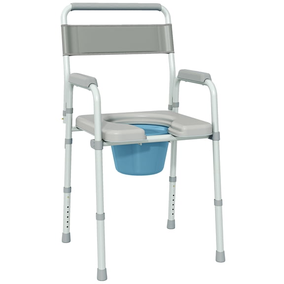 Homiyad Bedside Commode Chair for Seniors, Adults, Handicap, Raised Toilet Seat with Arm, Adjustable Height, 331 lbs, Gray