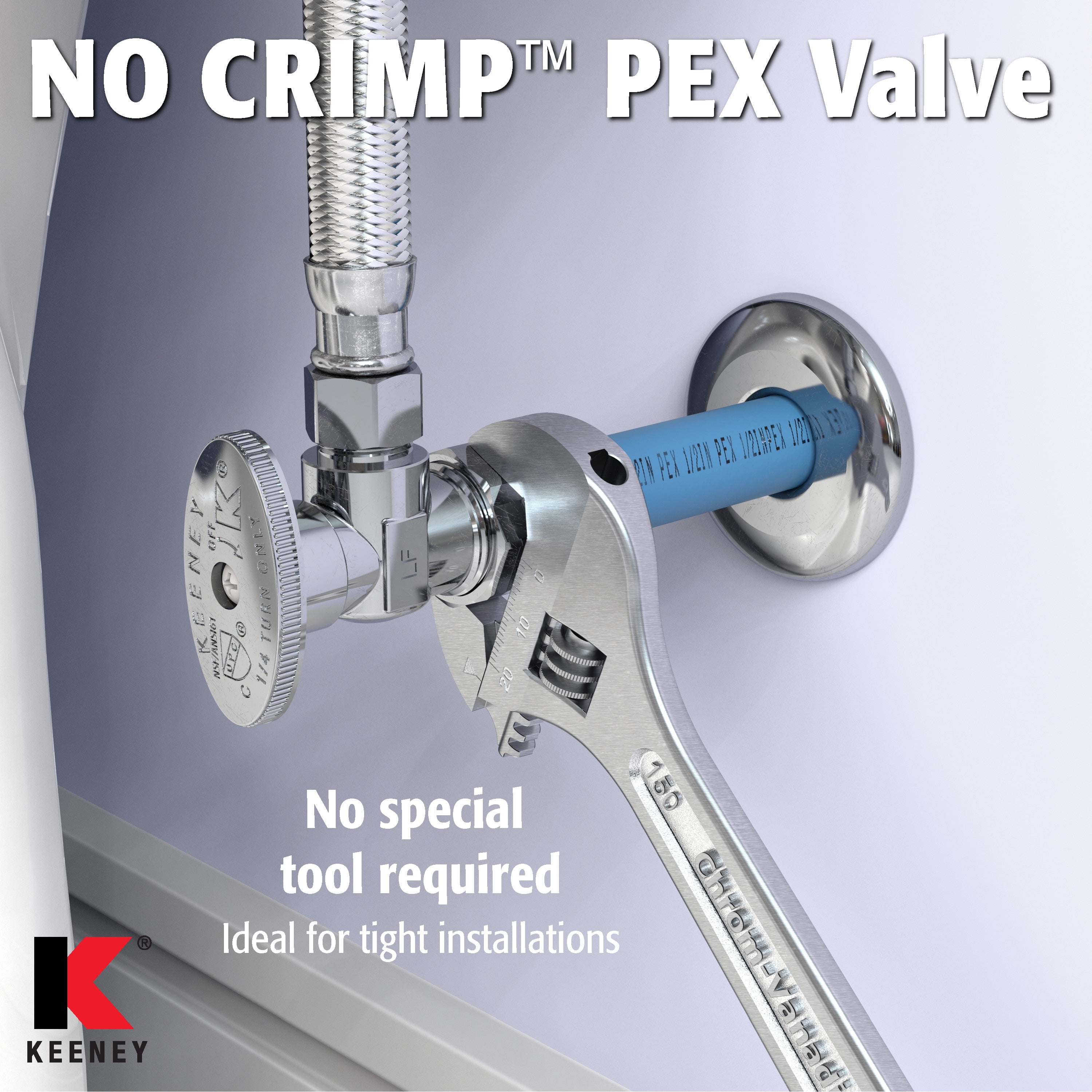 【p-ya】 Keeney PP2886EZ Quarter Turn No Crimp PEX Angle Valve, 1/2