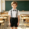 thumbnail image 6 of XAOFW Back To School Outfits For Boys Short Sleeve Solid Color Shirts Suspenders Shorts Toddler Kids Comfortable Gentleman Sets 2-3 Years, 6 of 7