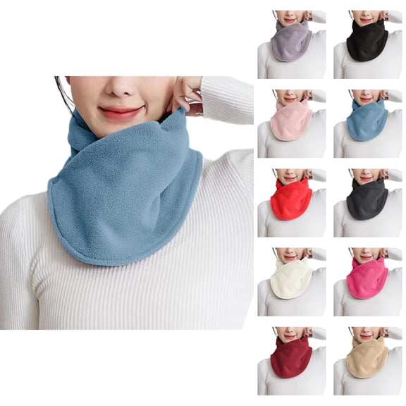 Lined Double Buckle Neck Warmer Scarf, Winter Polar Fleece Neck Gaiter for Cold Weather Outdoor Cycling Motorcycle Windproof Solid Color Multi-Functional Wear