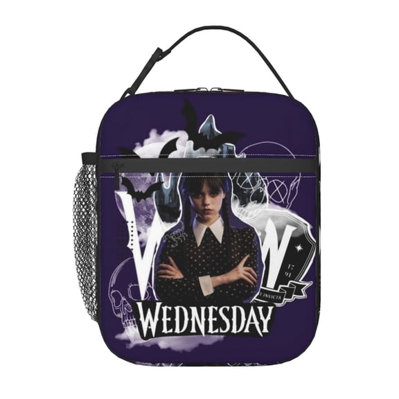 Wednesday Lunch Bag Comedy Styel Leakproof Portable Meals Box Reusable Insulated Cooler Lunch Box for Work Picnic Travel Beach