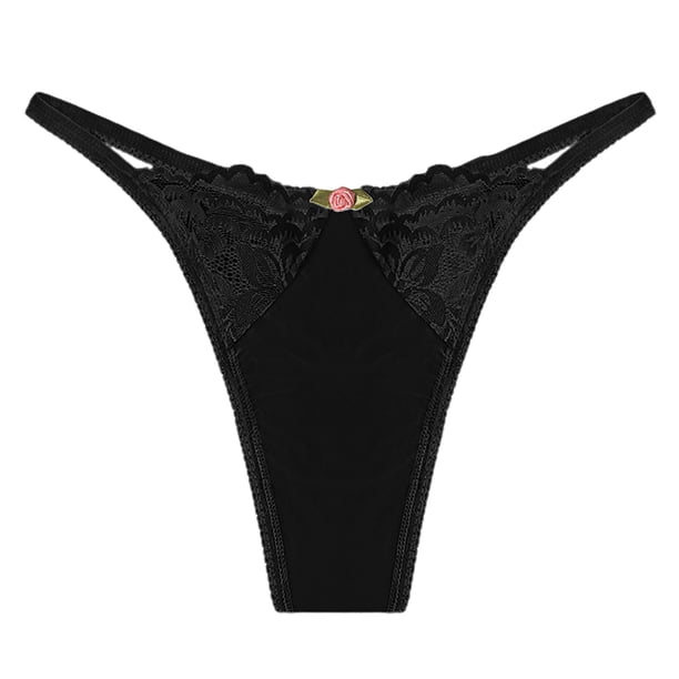 Gibobby Paquete de Tanga para dama Tanga de encaje de comercio exterior, ropa interior Sexy y sin rastro, cómoda, sencilla, europea y americana(Negro,G)