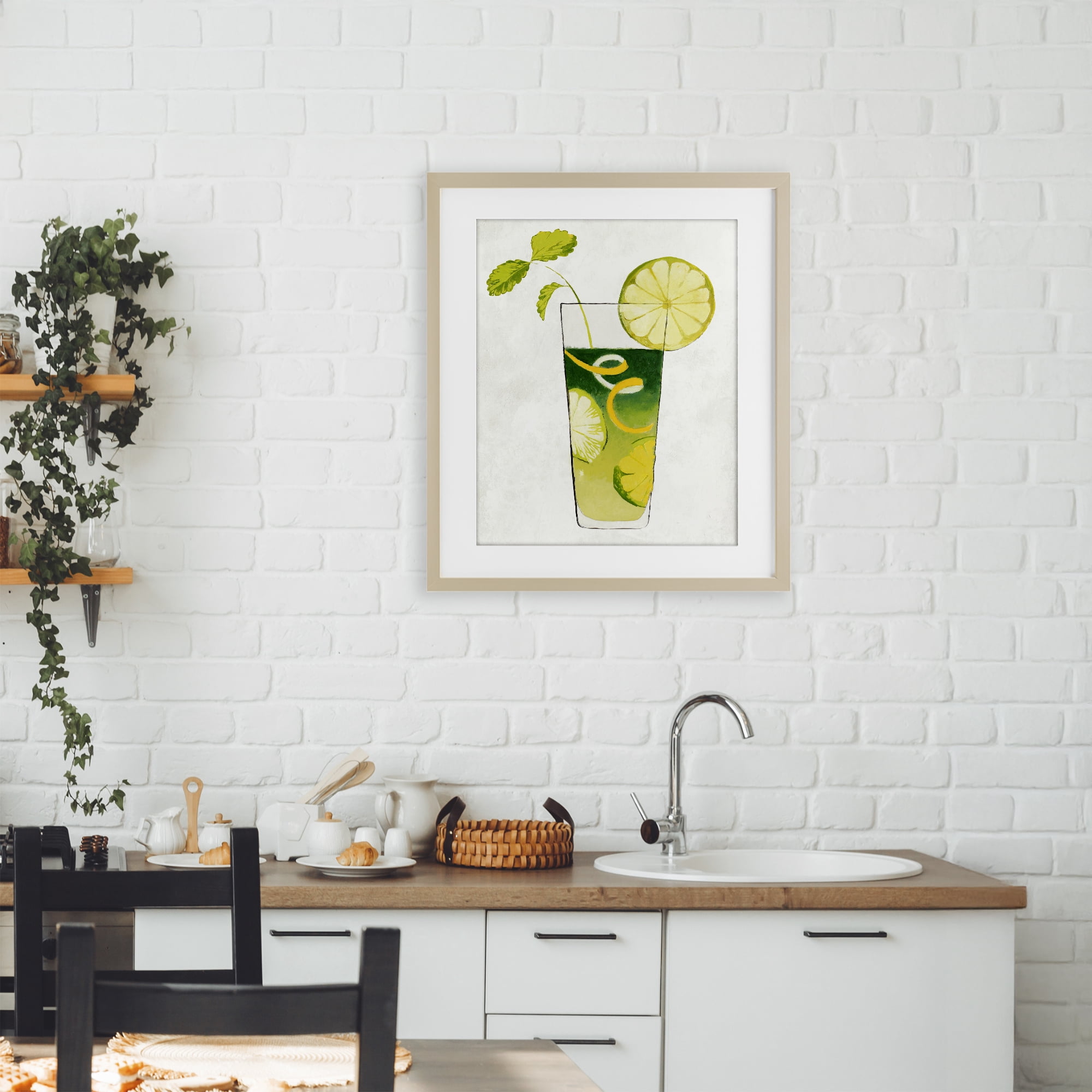 Stupell Industries Summer Cocktail Lime Mint Birch Framed Print Under Glass, design by Lorenzo Collective