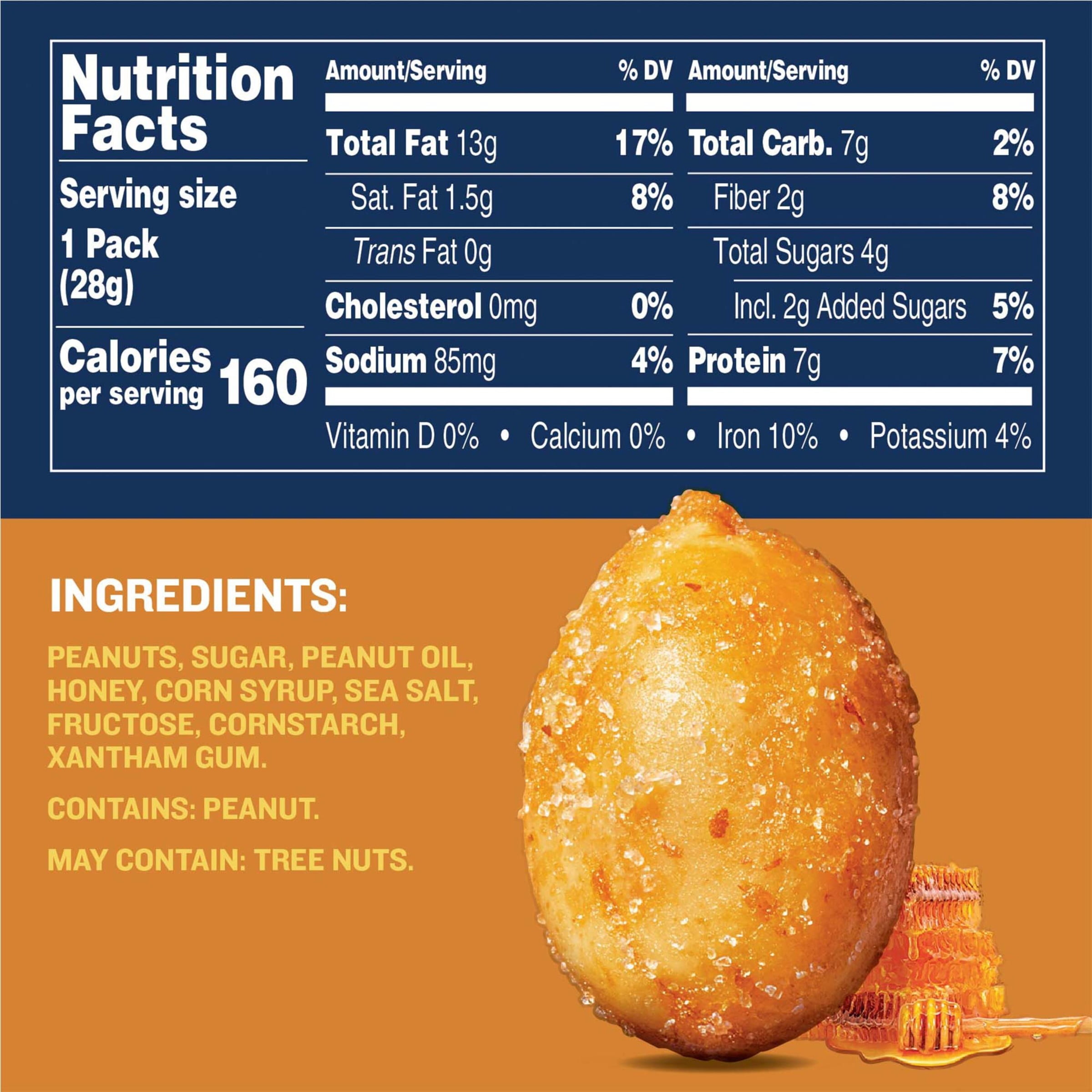 (4 pack) PLANTERS Honey Roasted Peanuts 10