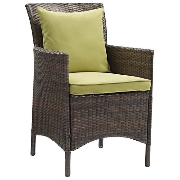 Pemberly Row  Patio Dining Arm Chair in Brown and Peridot