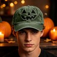 thumbnail image 4 of SYMOID Hall-oween Pumpkin Face Embroidered Dad Hat, Washed Cotton Adjustable Baseball Cap for Men Women Army Green Hats,Size Free Size, 4 of 6