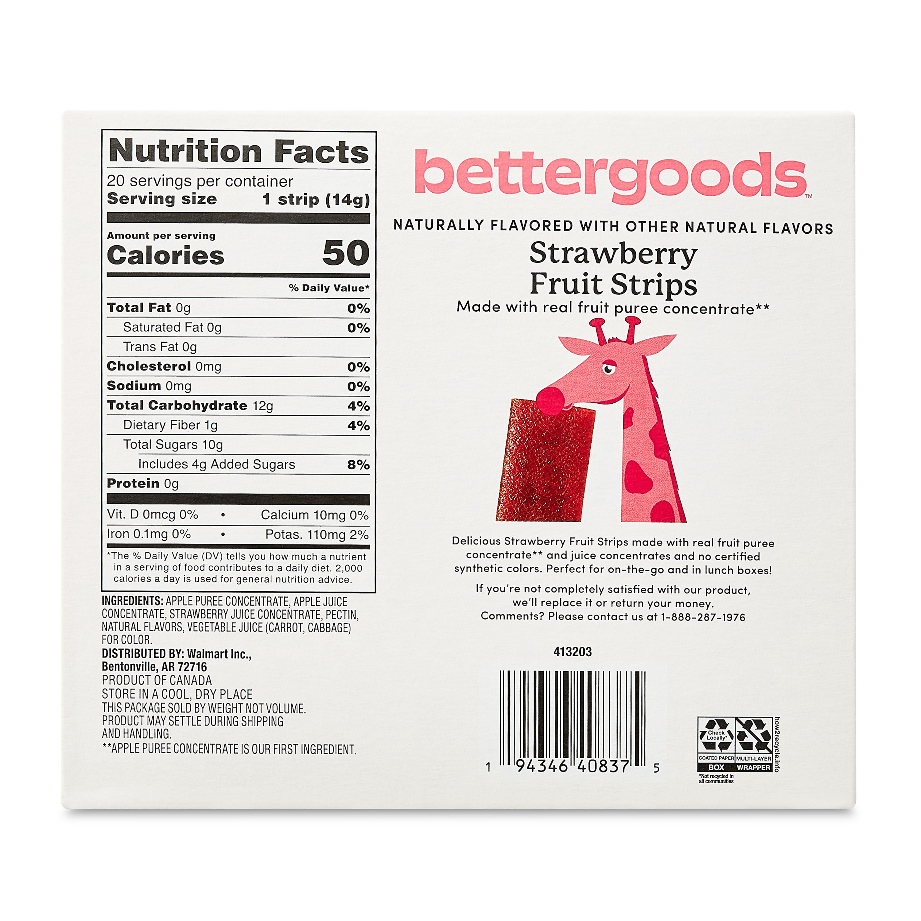 (10 pack) bettergoods Strawberry Fruit Strips, 10 oz, 20 Count
