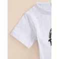 thumbnail image 6 of Bagilaanoe 2pcs Newborn Baby Boy Short Pants Set Short Sleeve Letter Print T Shirt Tops + Ripped Denim Shorts 3M 6M 9M 12M 18M 24M Infant Casual Summer Outfits, 6 of 8