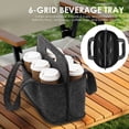 thumbnail image 3 of 6 Cup Drink Carrier for Delivery, Felt Reusable Coffee Cup Holder Bag, Portable Beverage Caddy with Handle for Car Travel, Grey, 3 of 8