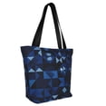 thumbnail image 3 of Ladies Casual One Shoulder Carry Shopping Bag Large Capacity Light 13×11in Used For Shopping Beach Play Travel Shopping Midnightblue Geometric Patterns_2, 3 of 8