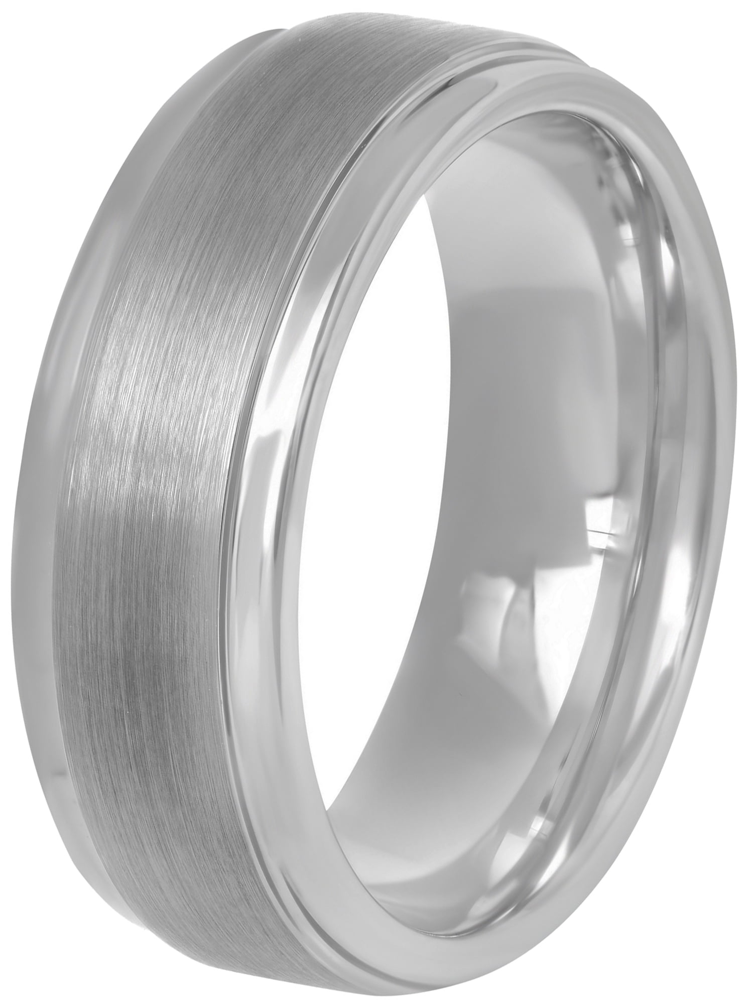 Mens Tungsten 8MM Satin and Polished Finish Wedding Band