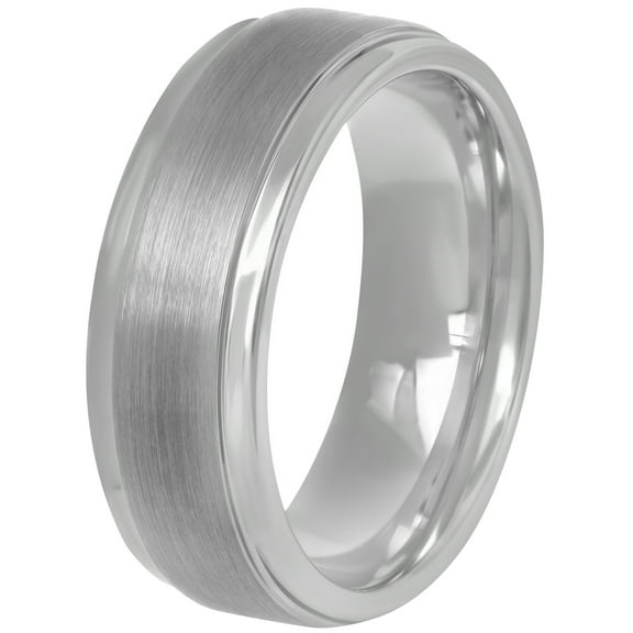 Mens Tungsten 8MM Satin and Polished Finish Wedding Band